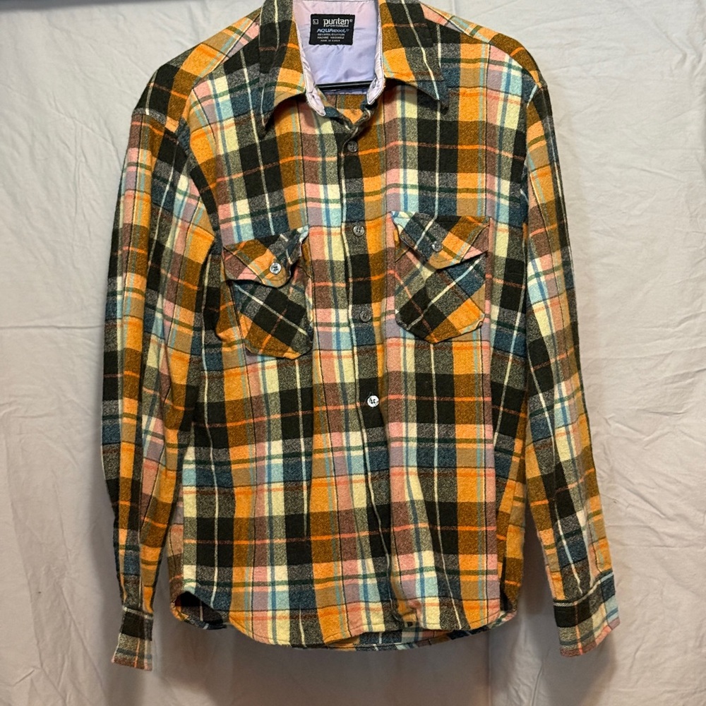 Vintage Colorful Plaid Flannel Shirt
